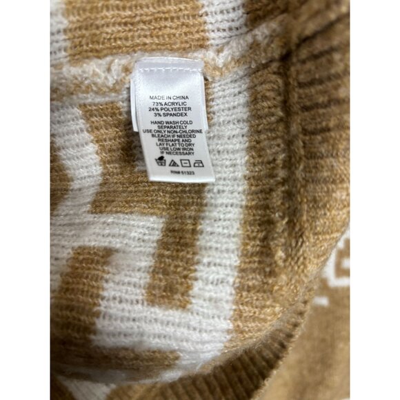 CeCe Women's Fair Isle Long Sleeve Turtleneck Sweater Tan Size Extra Small NWOT - Picture 7 of 8